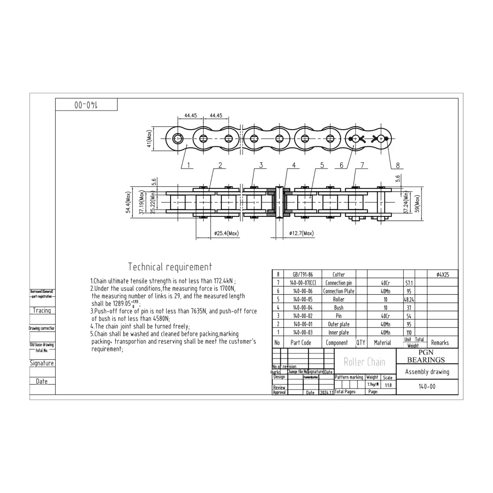 #140 Roller Chain x 10 feet + 2 Free Connecting Links - Image 2