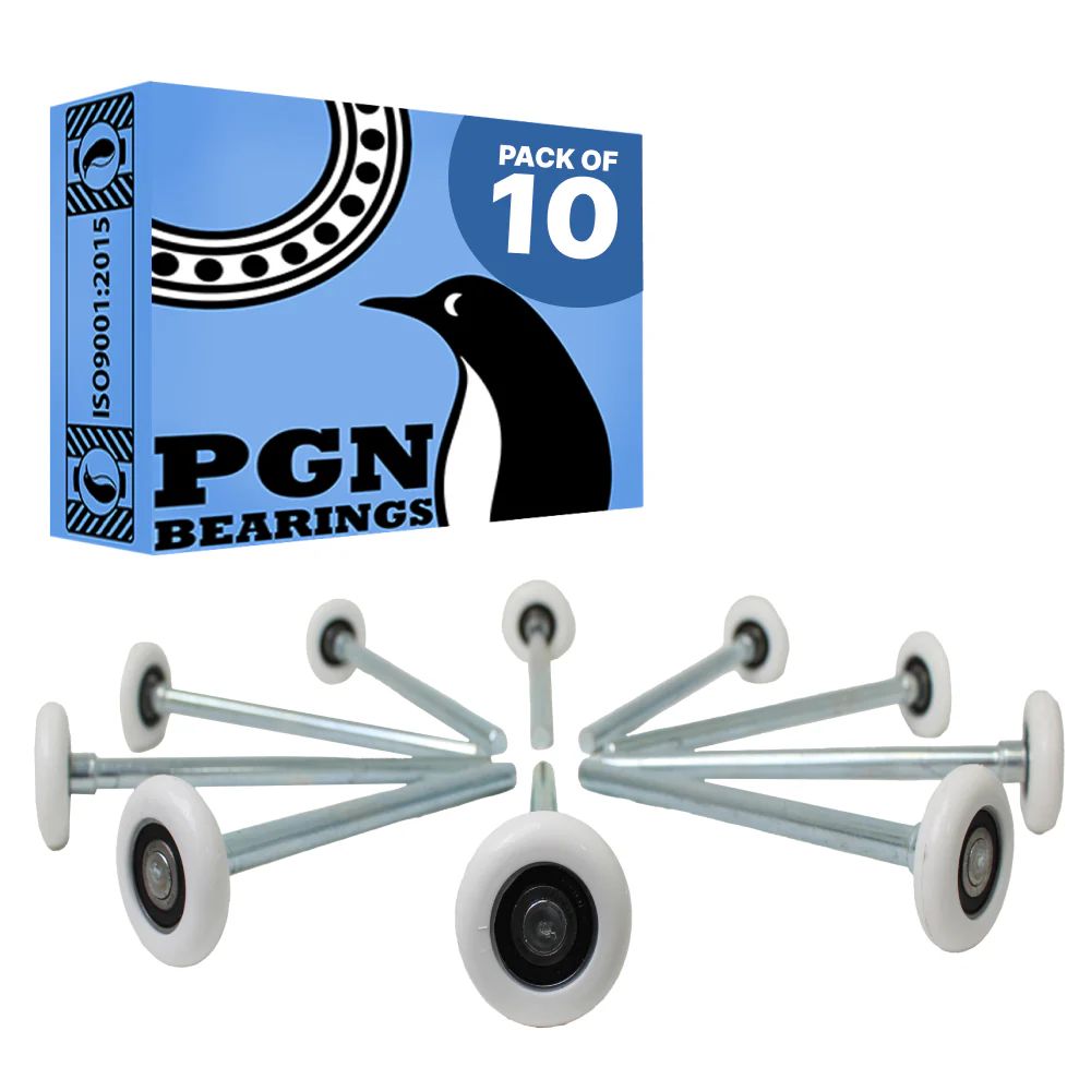 PGN Garage Door Rollers 10 Pack, Nylon Garage Door Wheels, Quiet & Heavy Duty Rollers Replacement, 7” Stem, 6200-2RS Sealed Bearings