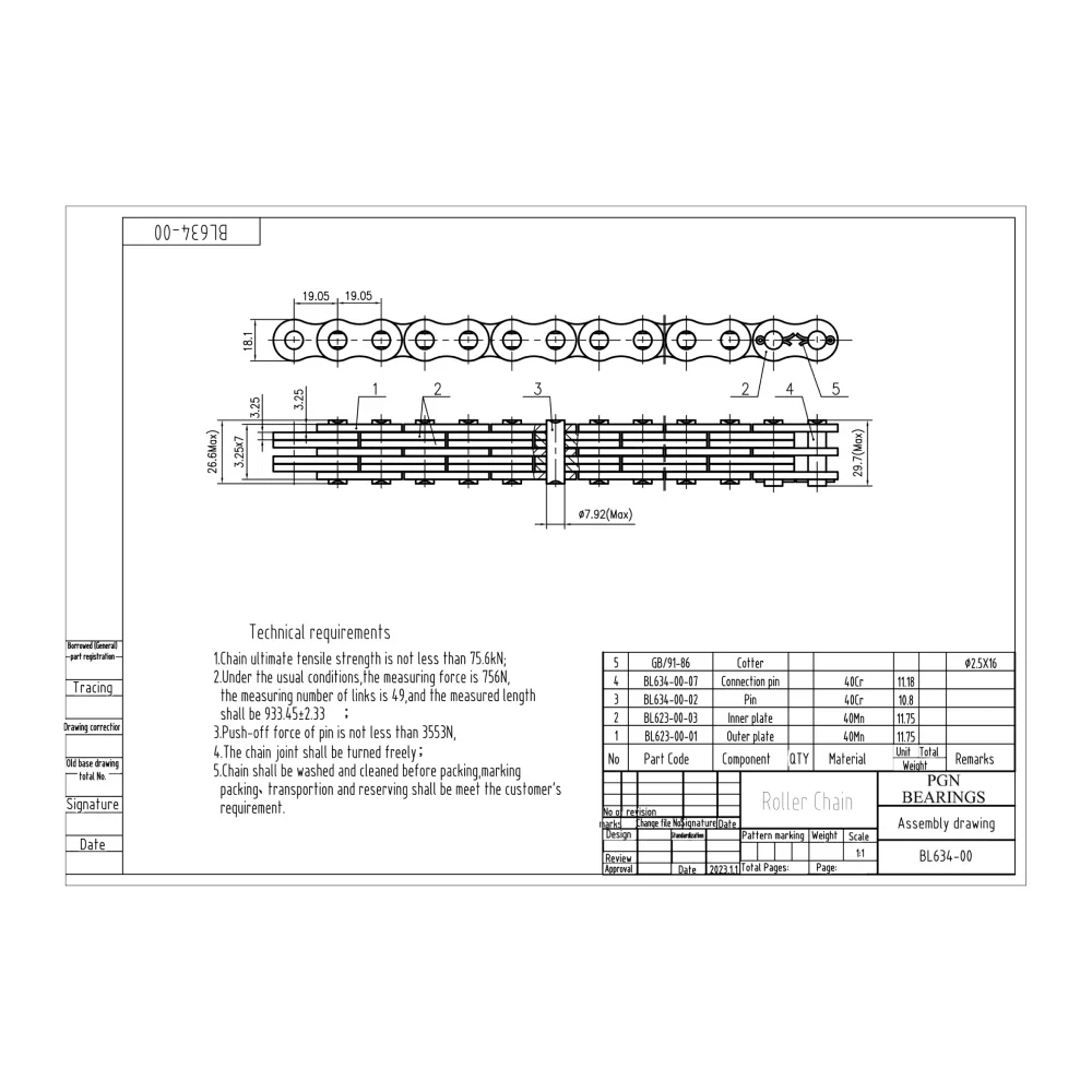 BL634 Leaf Chain 10FT – Forklift Masts & Hoisting + 2 Links - Image 2